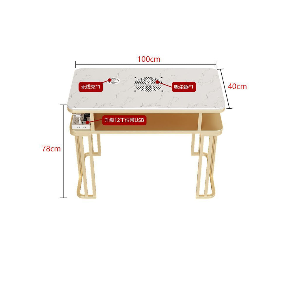 New arrivalpopular nail art table and chair suit single double light luxury vacuum cleaner makeup nail art shop manicure table imitation marble