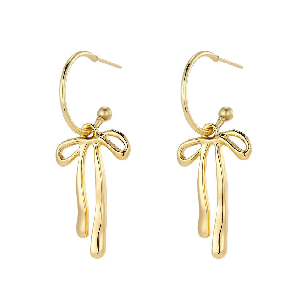 Wholesale bow earrings: european & american cross-border fashion, elegant dangle earrings, minimalist niche design, gold-tone high-end stud earrings