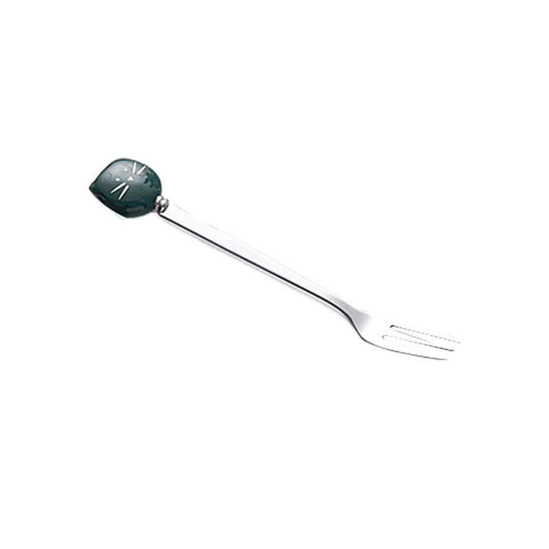 Cute cartoon stainless steel ceramic spoon ice cream scoop soup spoon wholesale fruit fork spoon high-value mixing spoon