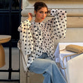 Export royal sister fashion style topsblousefashionbows strap lantern sleeves polka dot lantern sleeves shirt