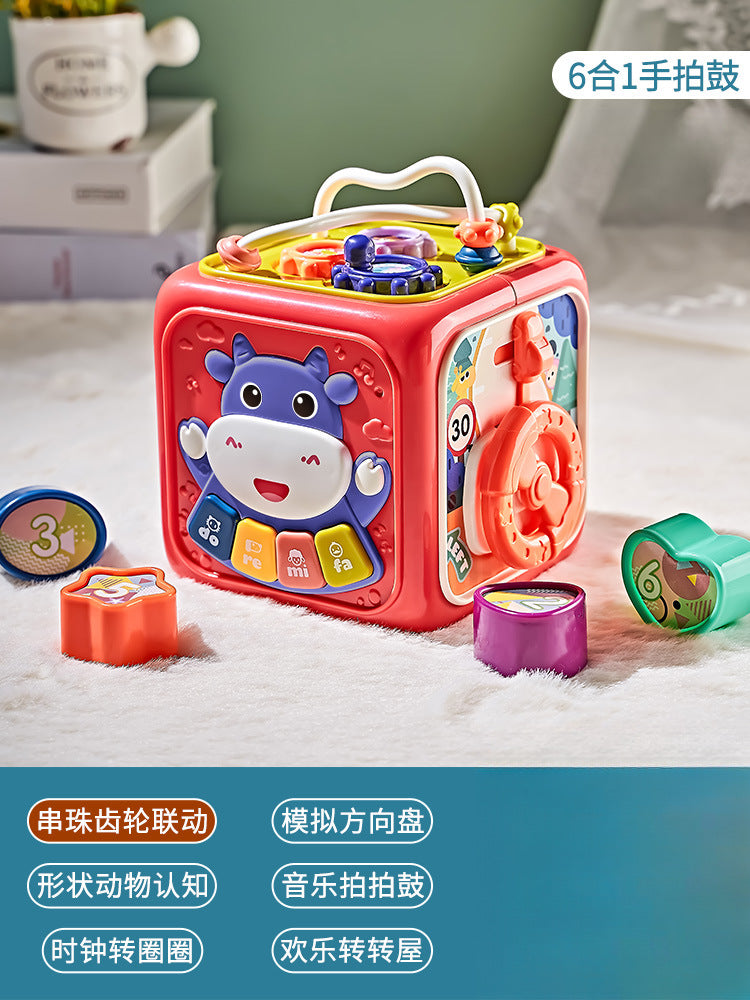 Baby multifunctional hand drum toy educational early education baby seven hexahedral music drum batch send gift