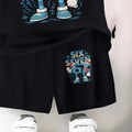 "stylish digital 67 print," perfect for summer wear, boys' outdoor sports t-shirt set