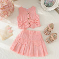 Children's clothing cross-border european and american girls pink vest + skirt two-piece set children's clothing suit