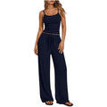European and american cross-border  foreign trade y2 women's  casual set - solid color camisole and wide-leg pants 2-piece outfit
