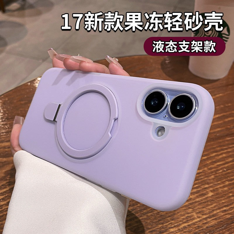 New iphone 17 pro max jelly skin magnetic stand phone case, compatible with apple 16, full coverage protective cover