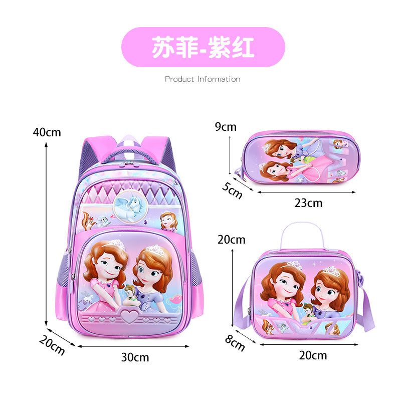 New unicorn trolley backpack set for elementary school students - cute cartoon design, three-piece set, large capacity, unisex