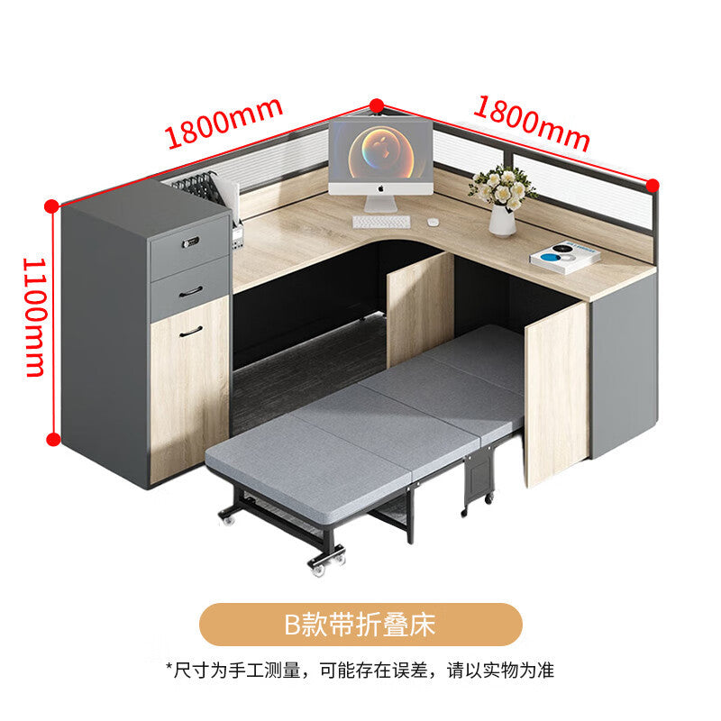 Saint li staff desk employee slot with lunch break foldable bed booth computer desk and chair combination