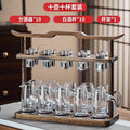 High-end acacia wood white wine glass set - home use, light luxury crystal glass shot glasses, gold foil wine pourer, barware set