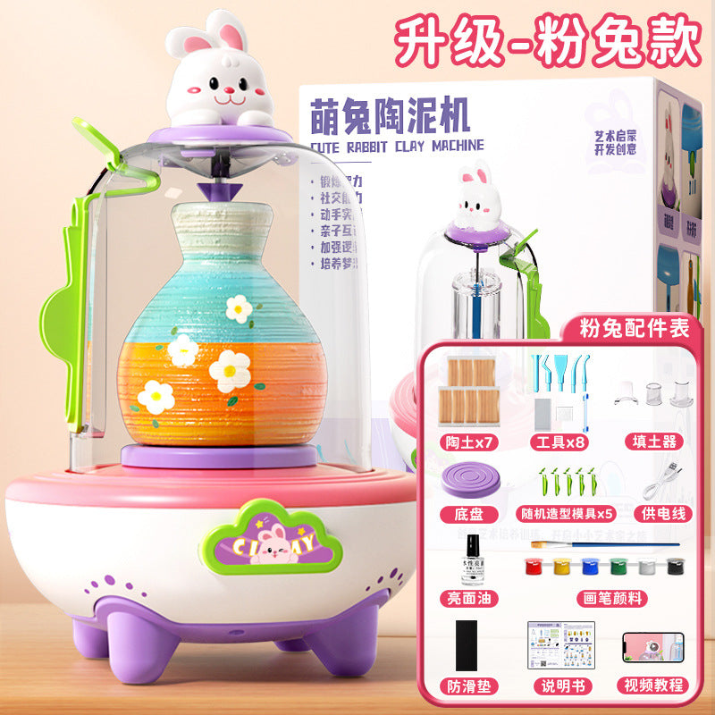 Electric mini pottery wheel kit for kids - diy clay sculpting set - no firing required - perfect toy & gift for elementary school students