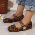 Exportplus sizespring & fallnew arrivalleopard print one-piece strap flatsflats women's flats square toe easiest for match soft bottom floating shoes wholesale