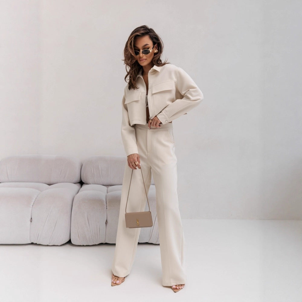 European and American casual suit American autumn and winter cardigan sports women's clothing fashion street style long-sleeved jacket trousers two-piece set