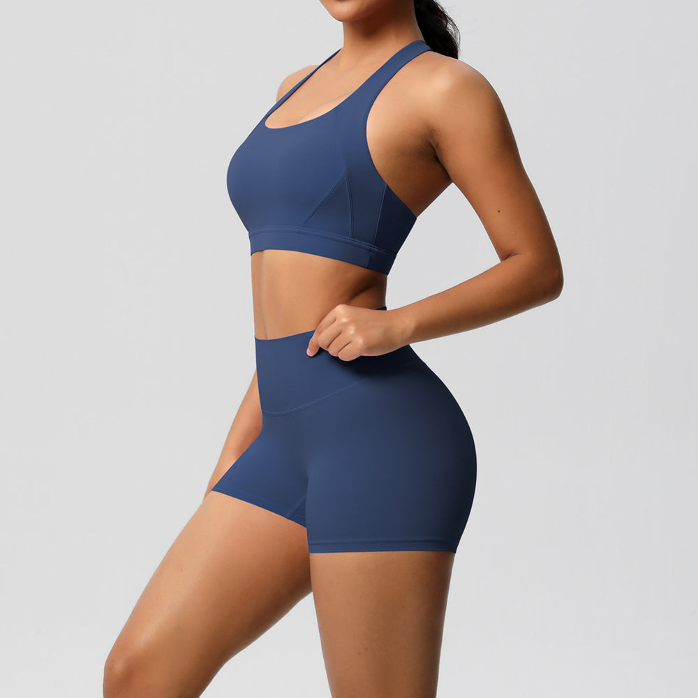 cloud-feeling tight yoga sports vest bubble wrap bra hip-lifting shorts running fitness yoga clothes two-piece set