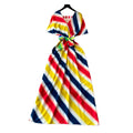 Vacation style v neckcolorfulstripesstylishdress women's summer waist slimming lookelegant long skirt work clothing outfit