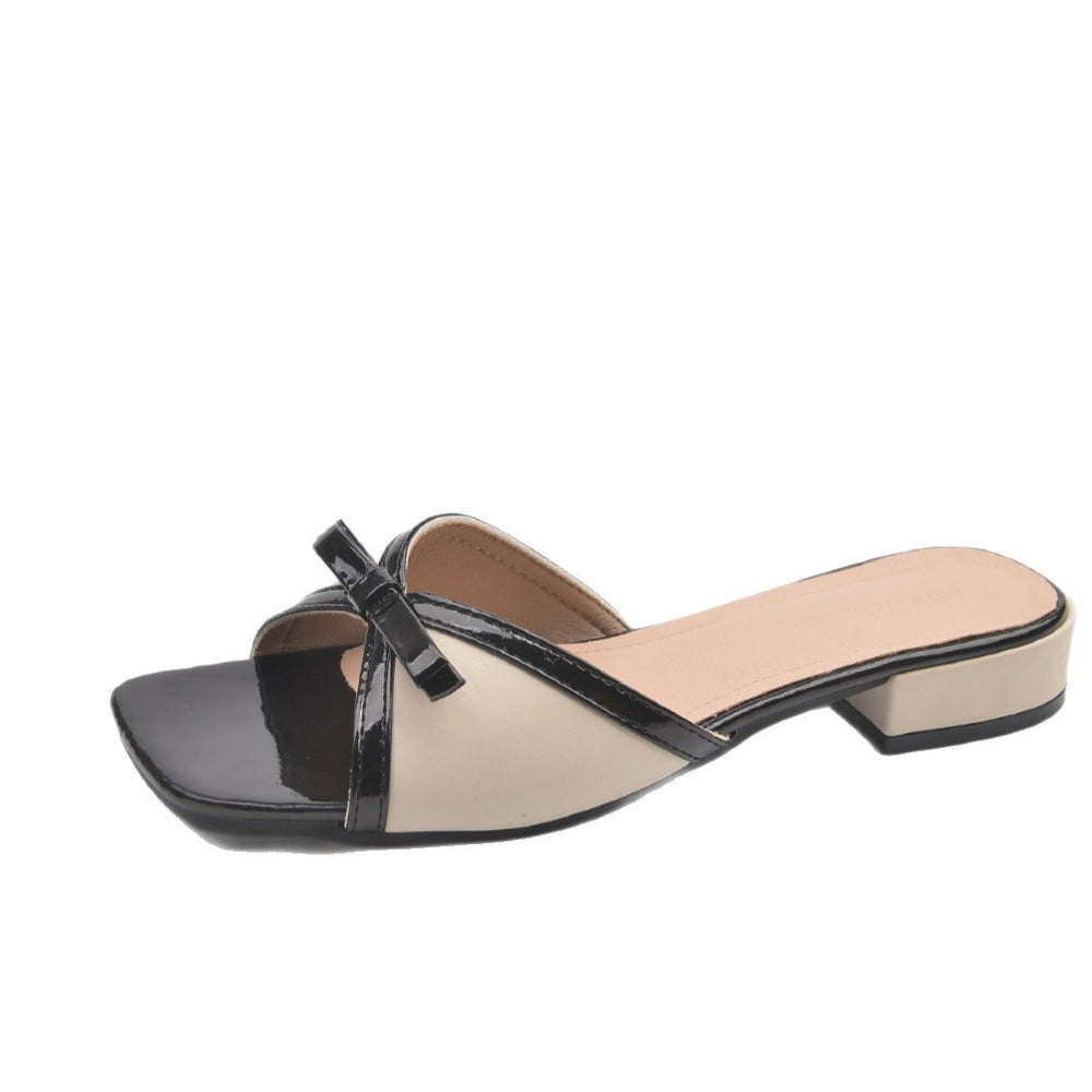Versatile summer women's sandals - in-stock korean & french style butterfly knot color block low heel wedge comfort sandals