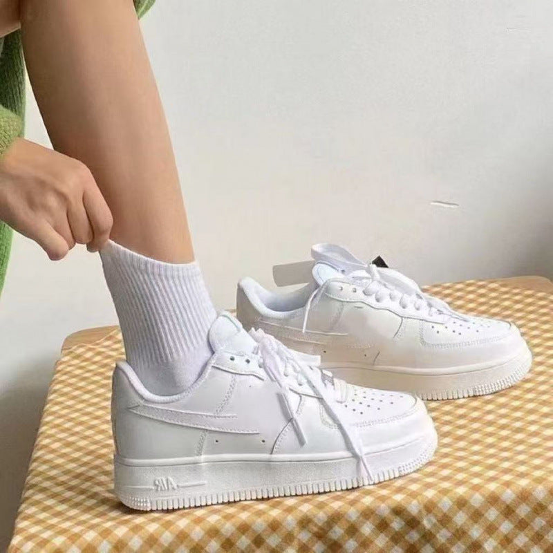 casual white shoes low ankle sneakers pure white men and women's same style all year round breathable trendy sports shoes