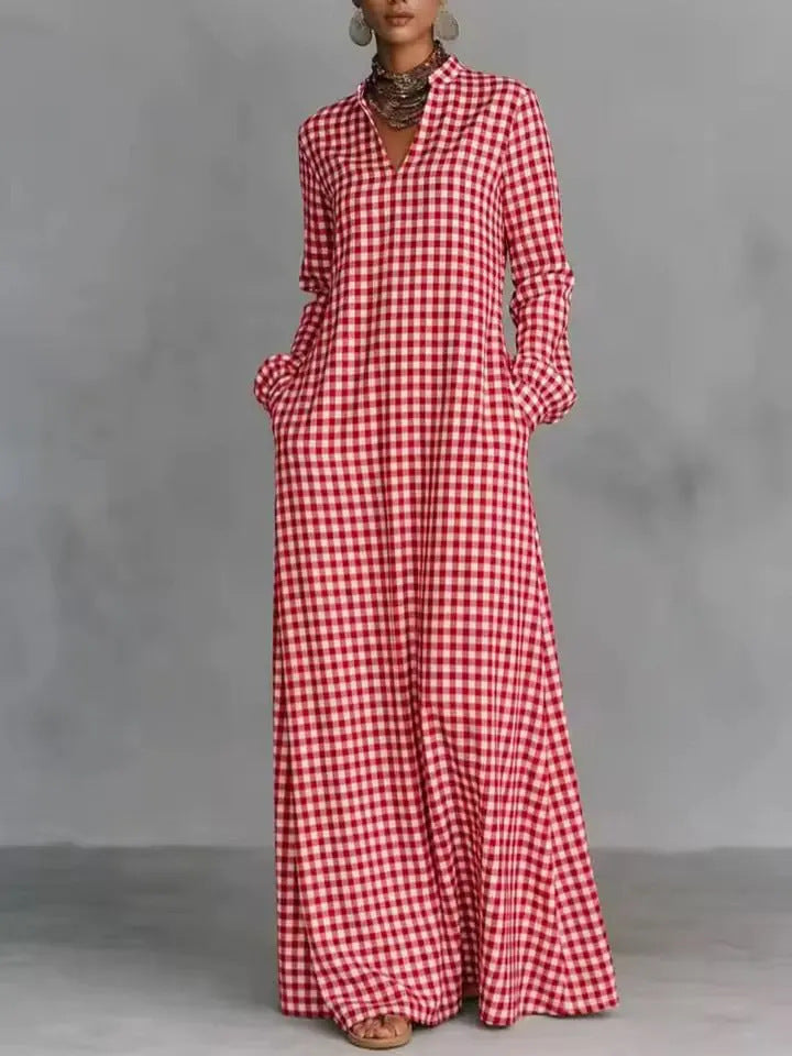European and american cross-border  independent station y2 fashion women's plaid loose slimming look long knee-length shirt skirt casual