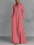 European and american cross-border  independent station y2 fashion women's plaid loose slimming look long knee-length shirt skirt casual