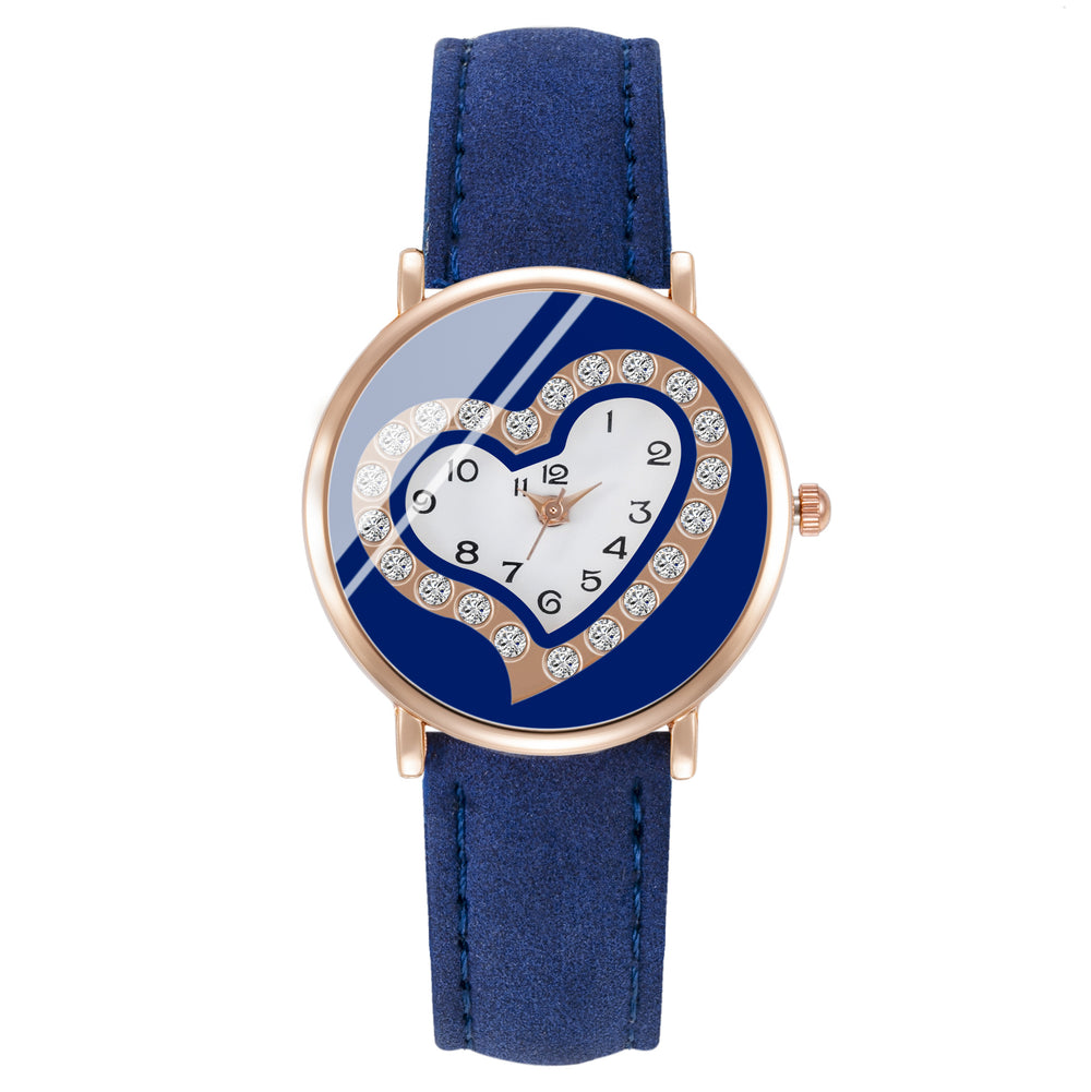 Elegant heart-shaped rhinestone classic fashion women's watch - summer niche small quartz wristwatch for women