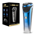 Full body washable shaver for men, lithium battery, lcd display, triple blade head, motorized, led floating shaving