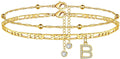 export hot-selling 26-letter anklet, zircon letter anklet, minimalist fashion seed bead cuban double-layer anklet