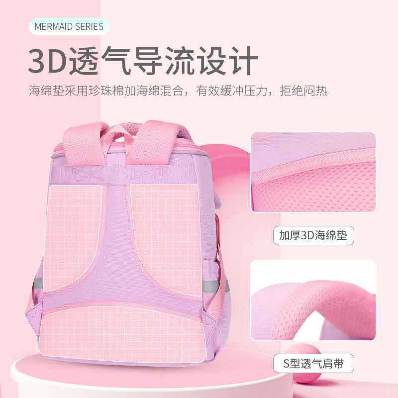 cute, good-looking, large-capacity, burden-reducing girl backpack, spine-protecting, lightweight, kidsren's primary school student schoolbag wholesale