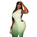 Fashion style women's clothing gradient color export slit elegant hip skirt street cut out slanted collar sleeveless long dress trendy