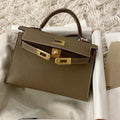 Palm grain cowhide second generation kelly bag 2024new arrivaltrendyminiclassy sense genuine leather satchel shoulder crossbody bag