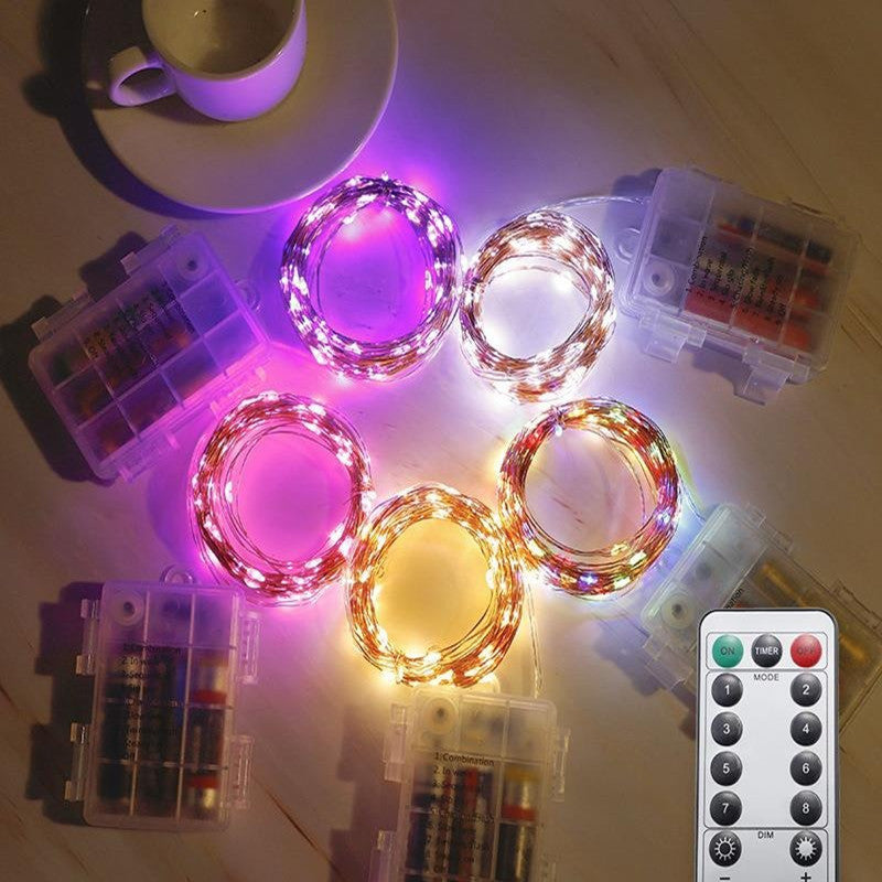 LED copper wire light string outdoor remote control battery box USB Christmas decorative light string festive copper wire light string wholesale