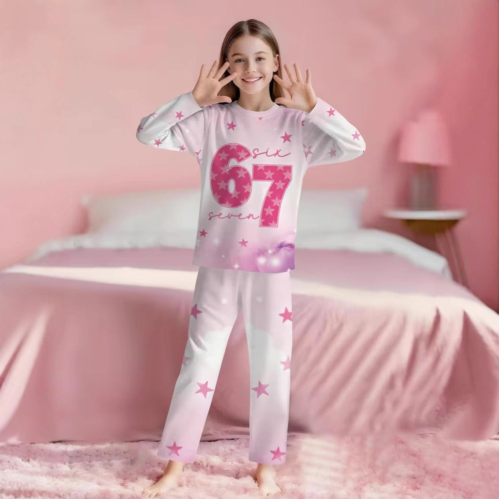 Pajamas long sleevespantssuit cross-border hot-selling 67 elements wholesale girl spring autum thin home clothes outwear