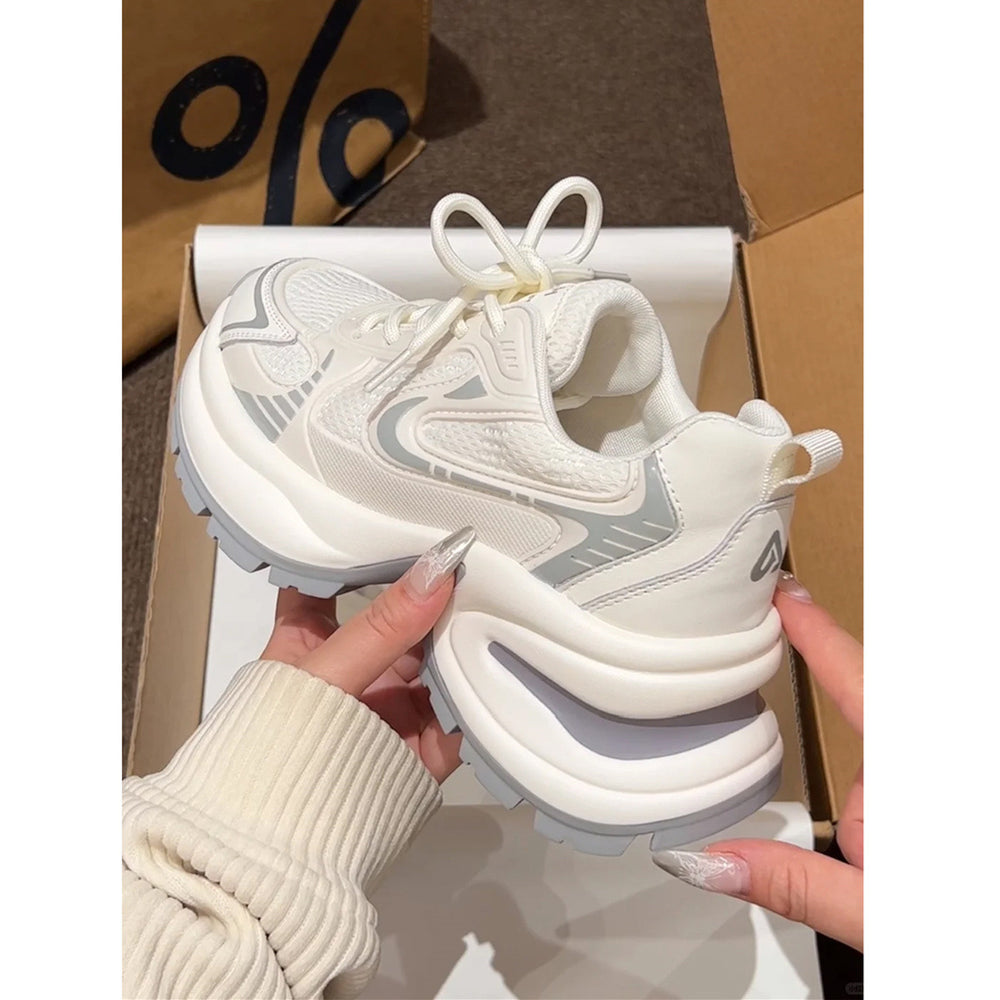 Thick sole dad shoes for women 2026summernew arrivalwhitepetites street style thin mesh breathable sneakers