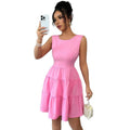 european and american cross-border bowknot backless sleeveless tank dress with cinched waist