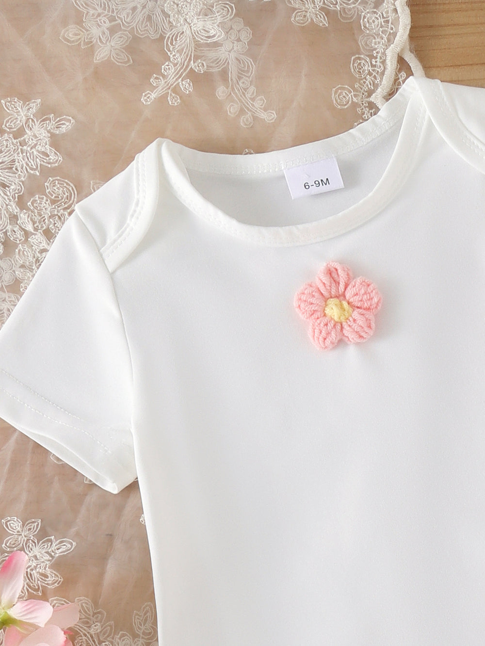 Children's clothing shein cross-border girl suitwhite short-sleeved t-shirt + pink suspender skirt