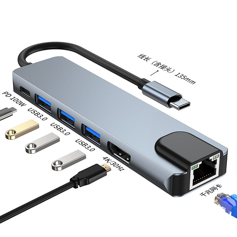 5-in-1 docking station gigabit network card suitable for macbook laptop docking station pd100wpd fast charging