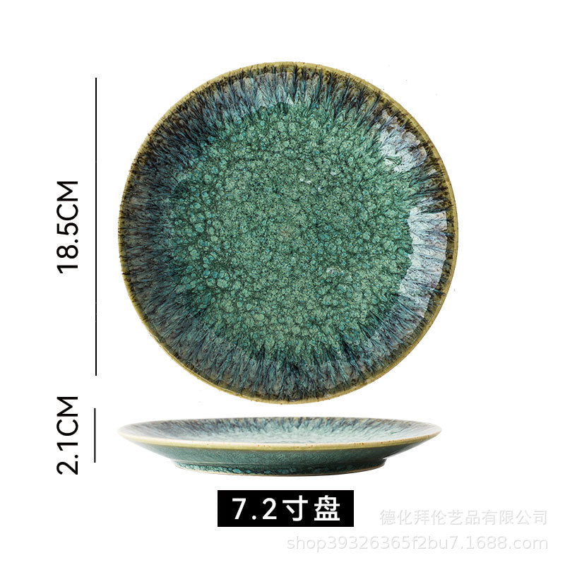 Japanese creative kiln-turned tableware ceramic suit restaurant for home model room stylish ceramic plate for one person to eat