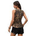 European and american cross-border e-commerce women's apparel:  independent store, washed summer leopard print sleeveless fashion tie-up vest tank top