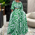 2025 spring amazon plus size women's elegant printed midi skirt fashion set