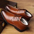Men's winter cotton shoes, fleece-lined warm thickened leather boots, thick fleece fur integrated boots, business soft leather high-top shoes