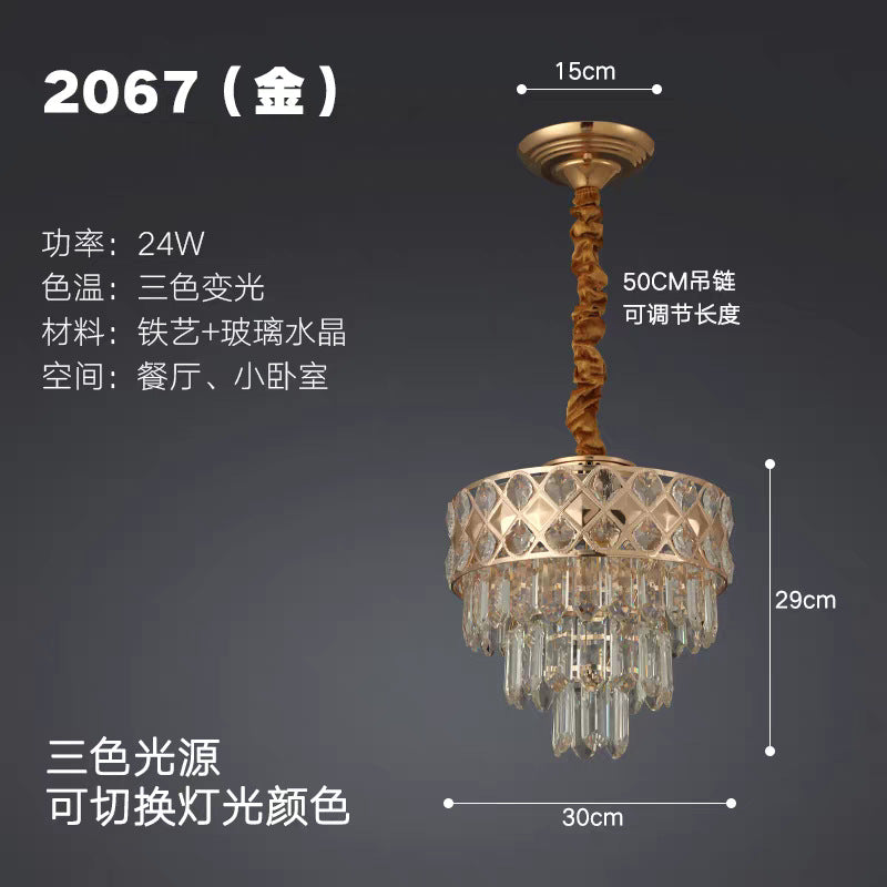 European-style light luxury american crystal small ceiling light for living room, hallway, corridor, entryway, balcony - minimalist modern indoor pendant light