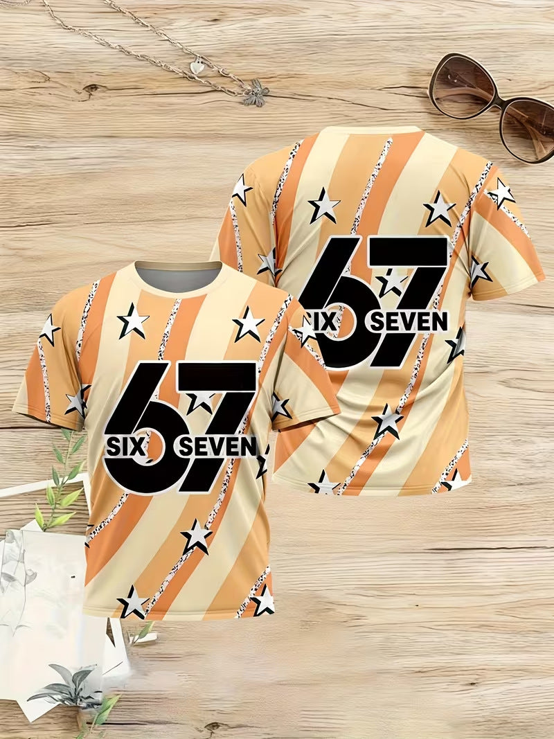 Kids' t-shirt, a cross-border bestseller featuring 67 elements, 3d digital print, summer casual fashion for girls, round neck, short sleeves