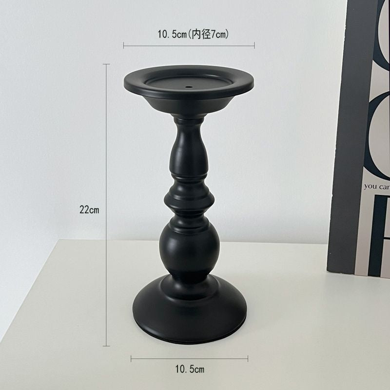 Quirky & creative retro black roman column candle holder - iron art decorative tabletop accent for aromatherapy candles