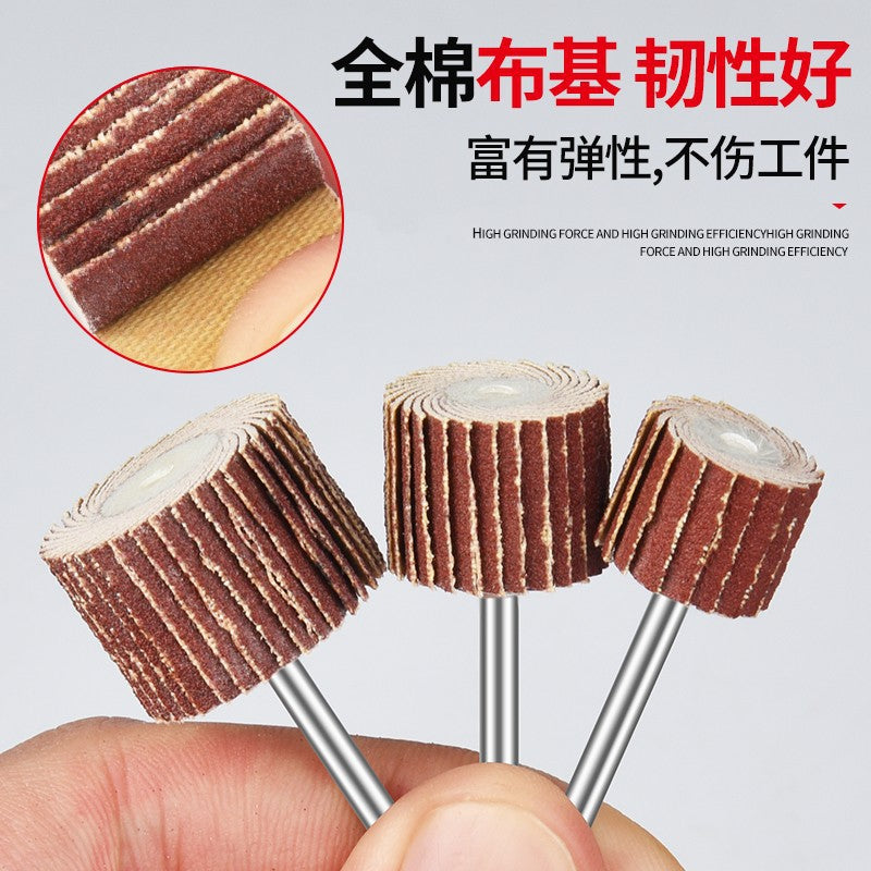 Live handle louver wheel grinding head 3mm emery cloth sandpaper grinding metal polishing wear-resistant durable electric grinding head with handle