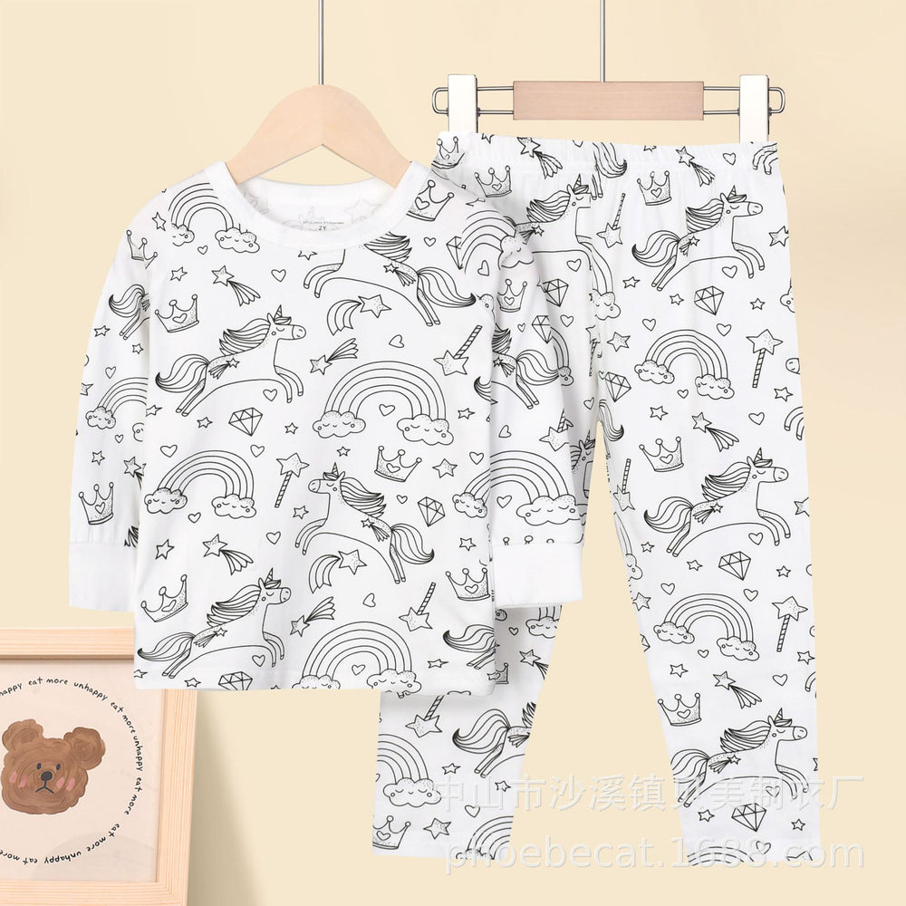 Export independent station stretch cotton boys engineering vehicle sketch coloring plaid fun diy hand-painted graffiti suit