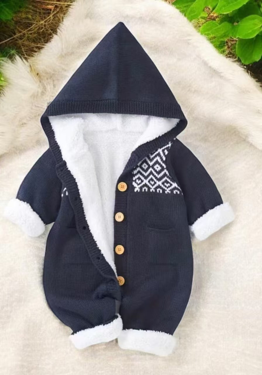 Baby knitting one-piece jumpsuit spring & fallnewborn clothing for men and women baby wool cute thickenedheattech