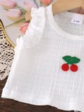 Kids clothing  cross-border new arrivalfashion spring & fallgirl white vest + red pants children's clothing