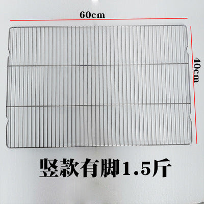 Stainless steel footed cooling net, flat barbecue net, oven net rack, bread baking water filter rack, oil drain net 60x40cm