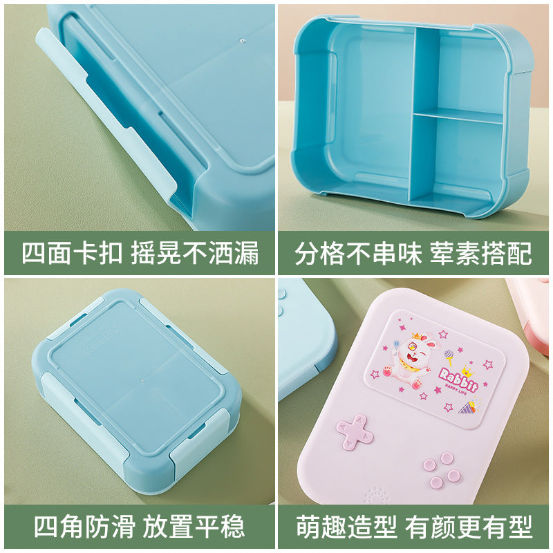 Game console lunch box for office workers, microwaveable, special two-partitioned lunch box for primary school students
