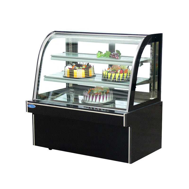 Custom small right-angle curved cake display case - bakery dessert mousse pastry refrigerated showcase