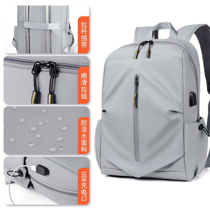 casual backpack, men's business commute laptop backpack, trendy travel student backpack with logo
