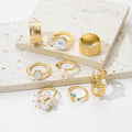 Women's pearl ring set - european & american fashion, geometric, unique design, baroque floral & teardrop rings - wholesale