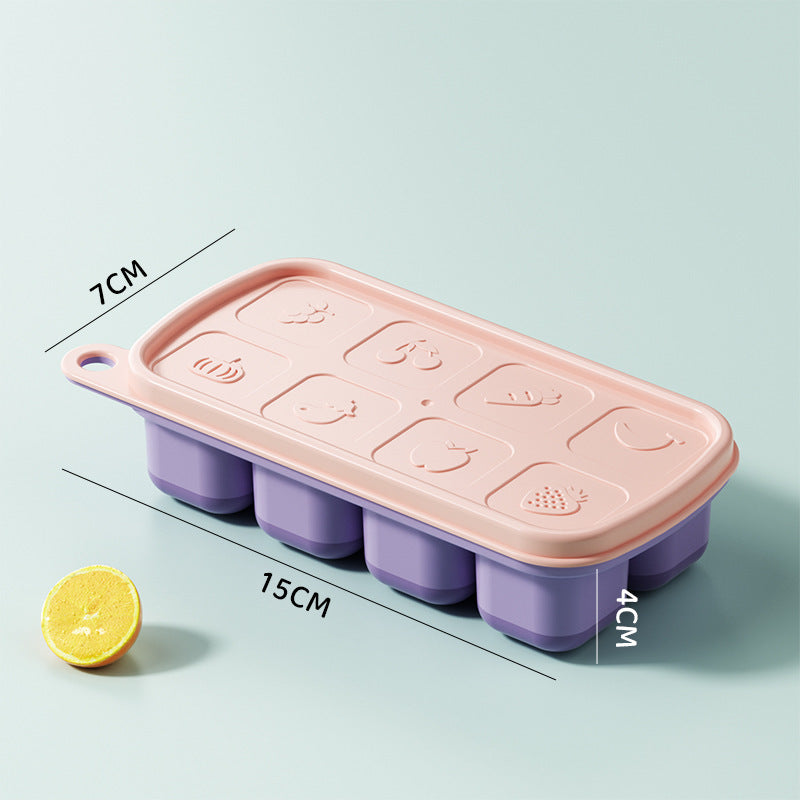 Baby food supplement frozen ice grid mold baby household meat puree soup supplement food box food grade silicone storage ice box